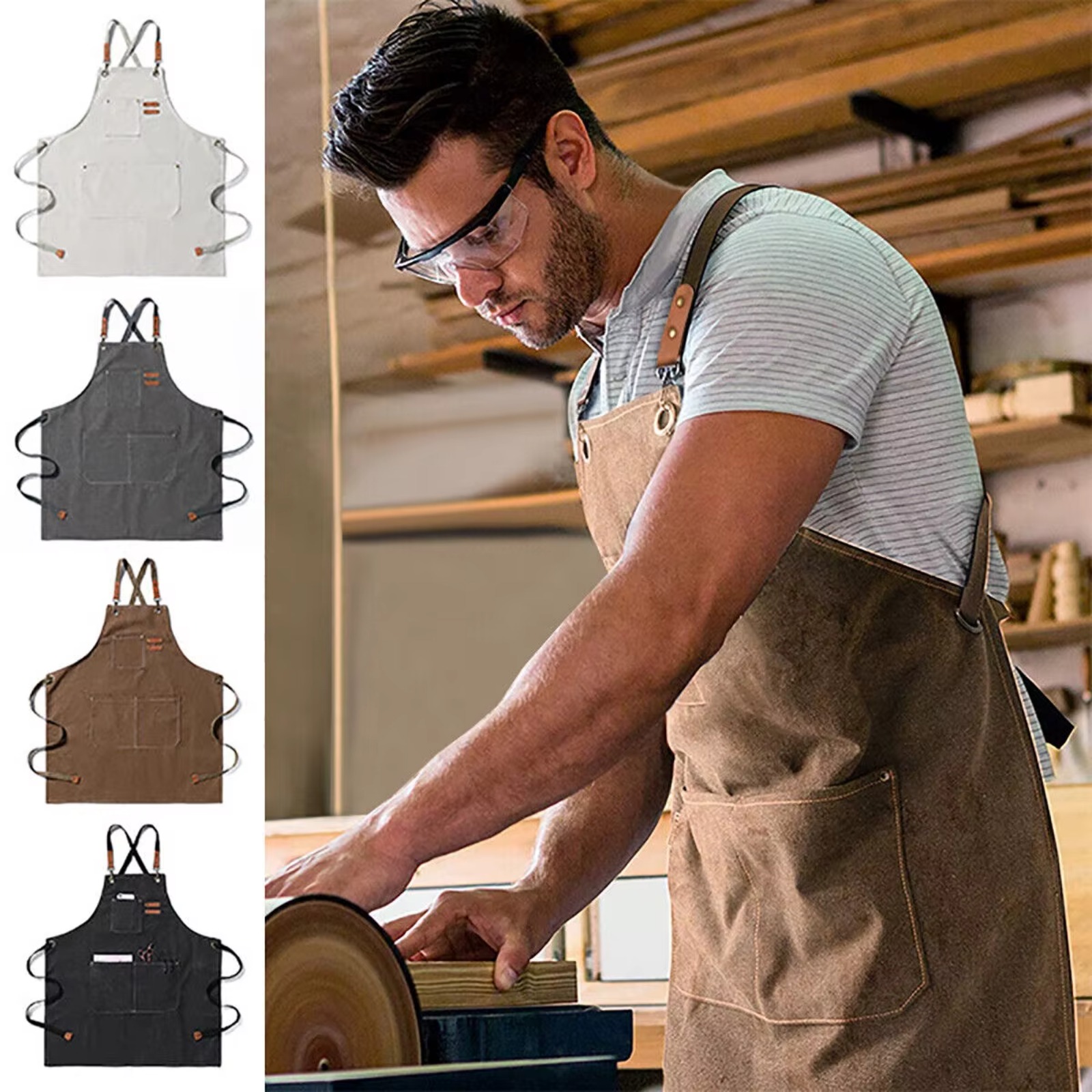 Woodworking Apron - Unisex Canvas Work Apron – Thick,