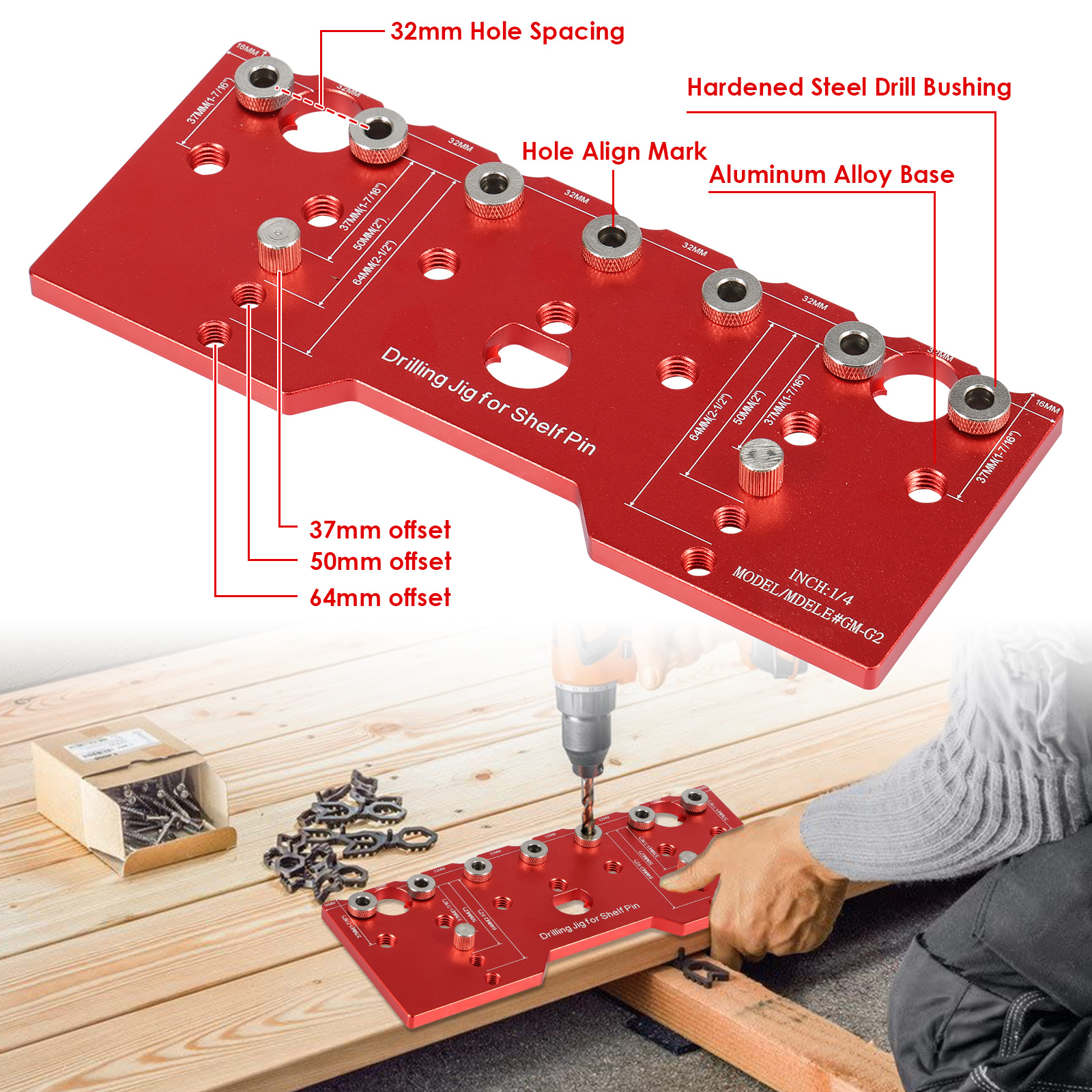 Shelf Pin Jig 1/4in Aluminum A - Woodworking Templates 리뷰 및 가격
