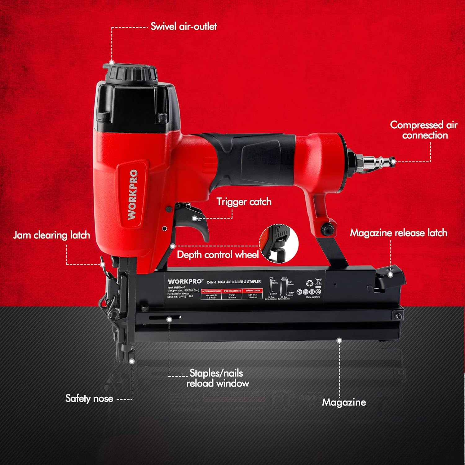 18 GA Pneumatic Nail Gun & Cro - Woodworking And Carpentry 리뷰 및 가격